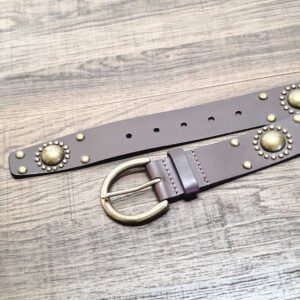 1.5" Ladies Western Belt - Studded Brown Leather